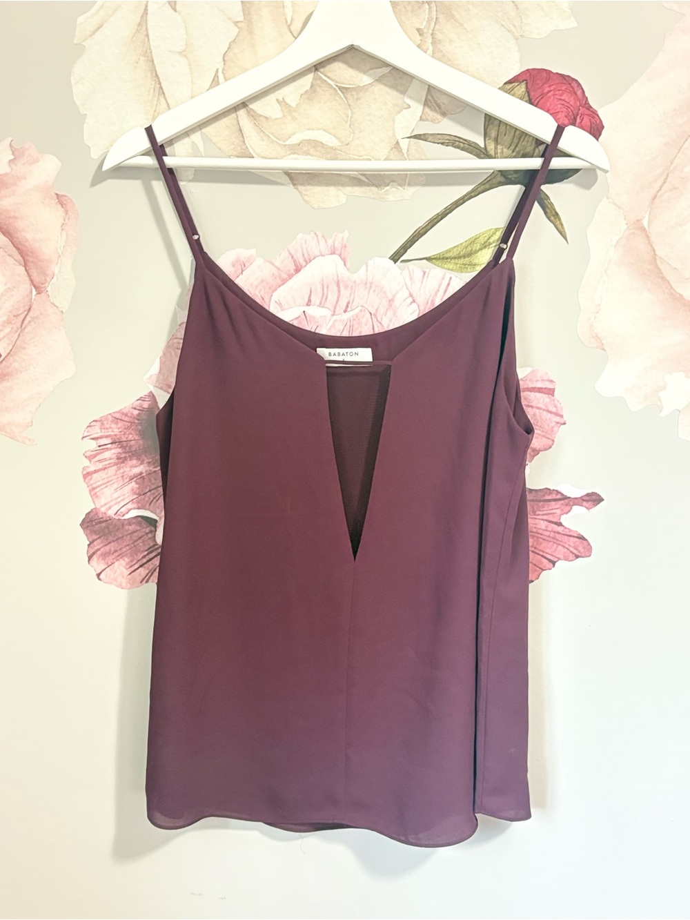 Babaton Aritzia Plum Mesh V Camisole